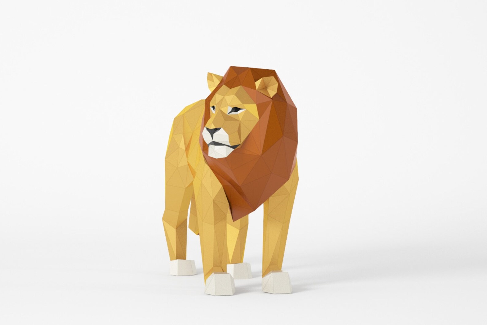 Big Lion Paper craft PDF assembly Template Lion 3D Polygonal | Etsy