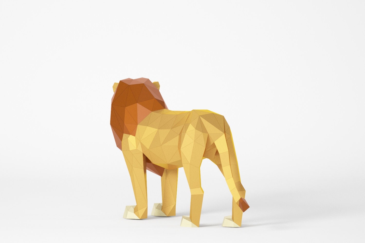 Big Lion Paper craft PDF assembly Template Lion 3D Polygonal | Etsy
