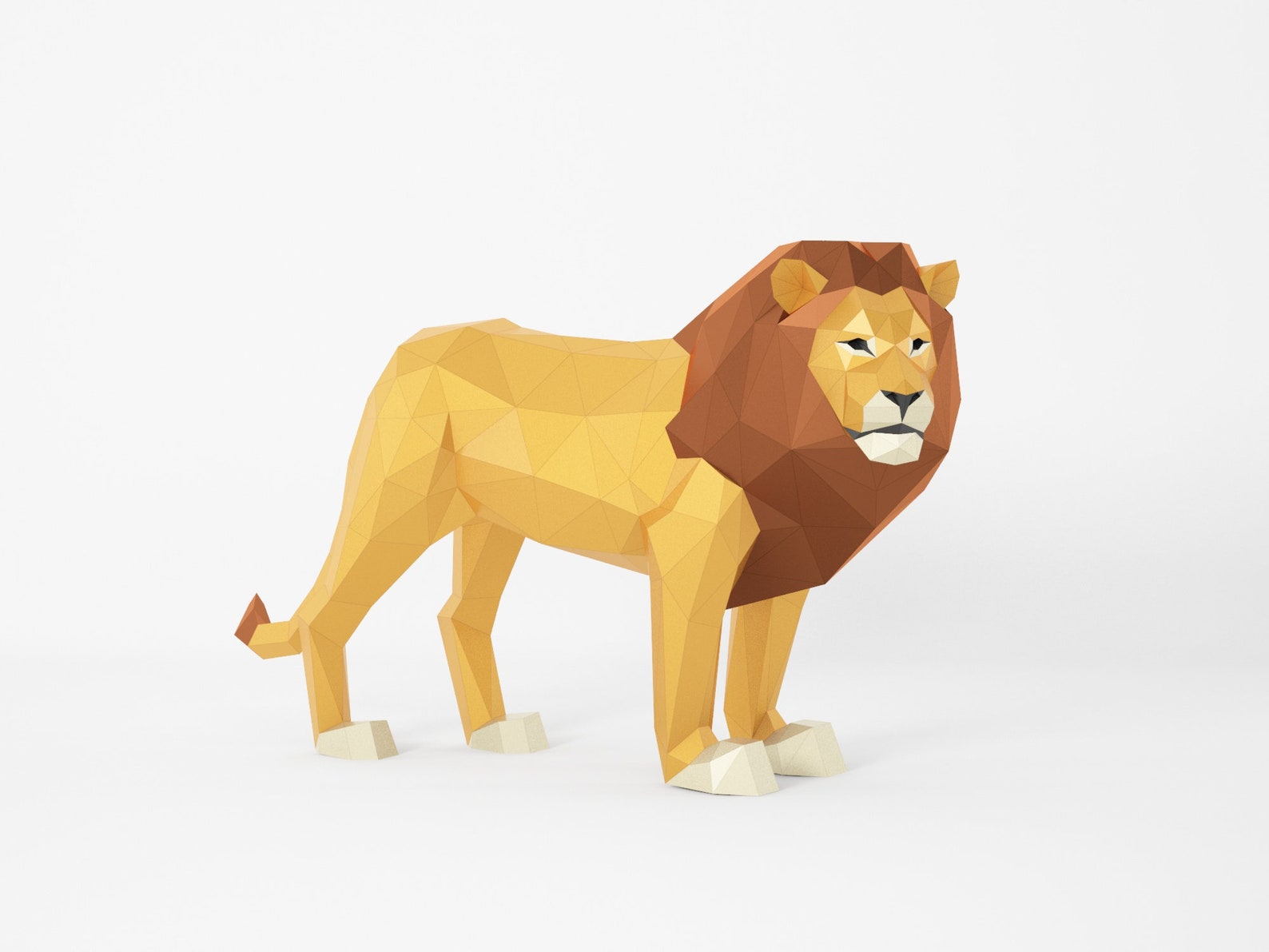 Big Lion Paper Craft PDF Assembly Template Lion 3D Polygonal | Etsy