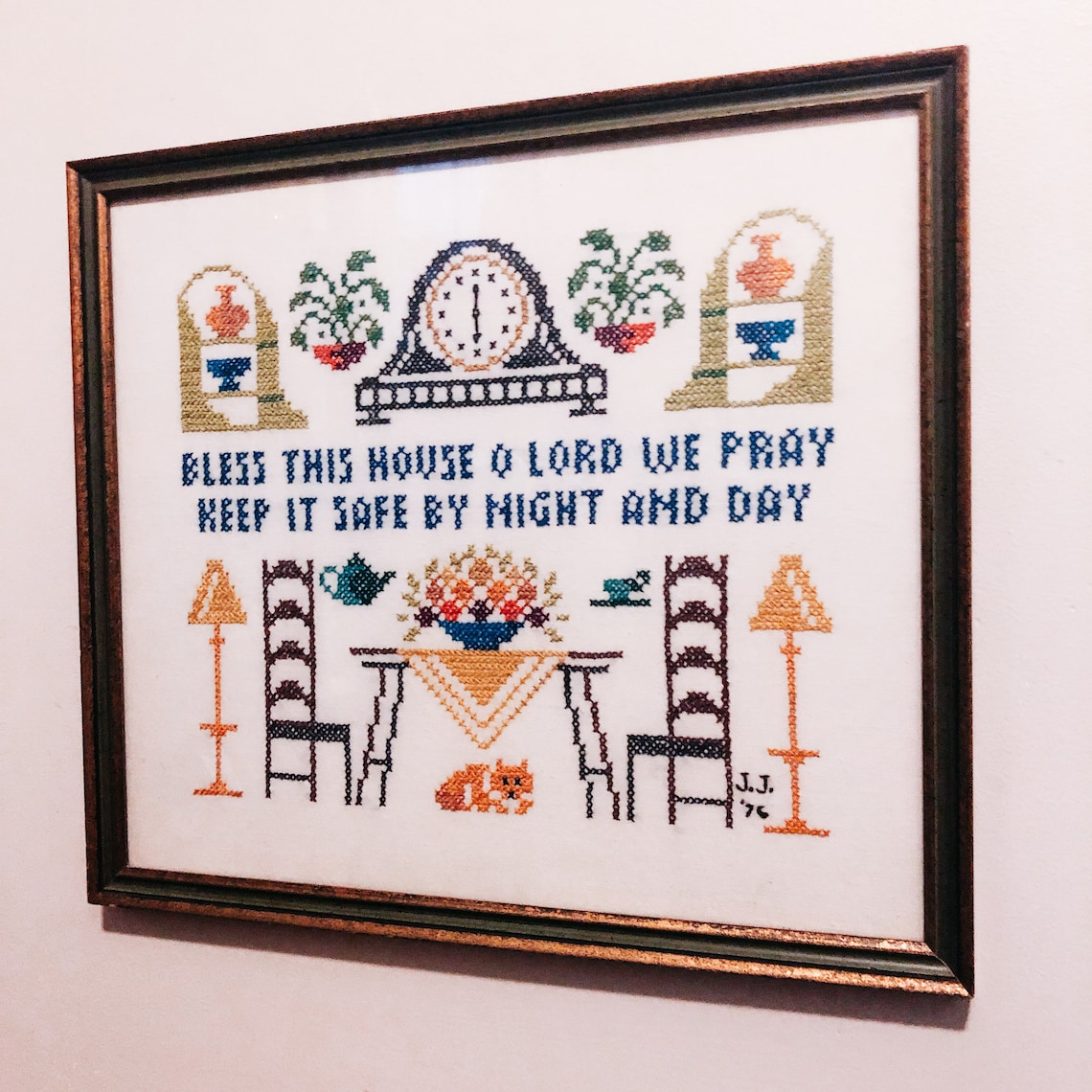 Vintage Cross Stitch Wall Hanging Vintage Wall Hanging Etsy France