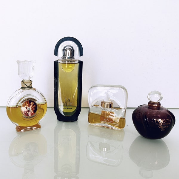 Four Small Factice Bottles, Various  Dummy Poison, J' ai Osé, Bal a Versailles,  La Nuit No perfume Inside