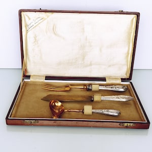 Vintage Silver 800 Carving Set: Fork, Knife & Ladle - 1960s