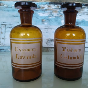 2 Frasco de farmacia - 60s - Frasco farmacéutico - Frasco farmacia - Frasco marrón - Frasco vintage de cristal ámbar -
