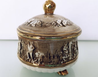 R. Capodimonte M.A.S. Porcelain Ceramic Sugar Bowl Vintage Design Gold