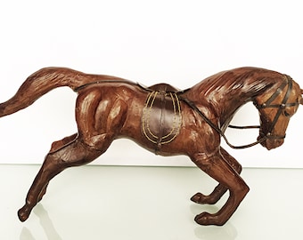 1950年代のヴィンテージレザー製馬の置物、2体セット - Etsy 日本