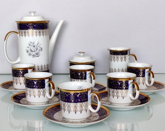 Porcelain Coffee Set 17 Pieces &quot;Josefina Loucky&quot; Made in Czechoslovakia 80s