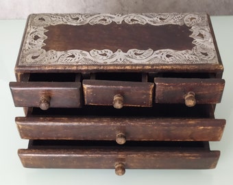 Vintage jewelry box Wooden trinket box