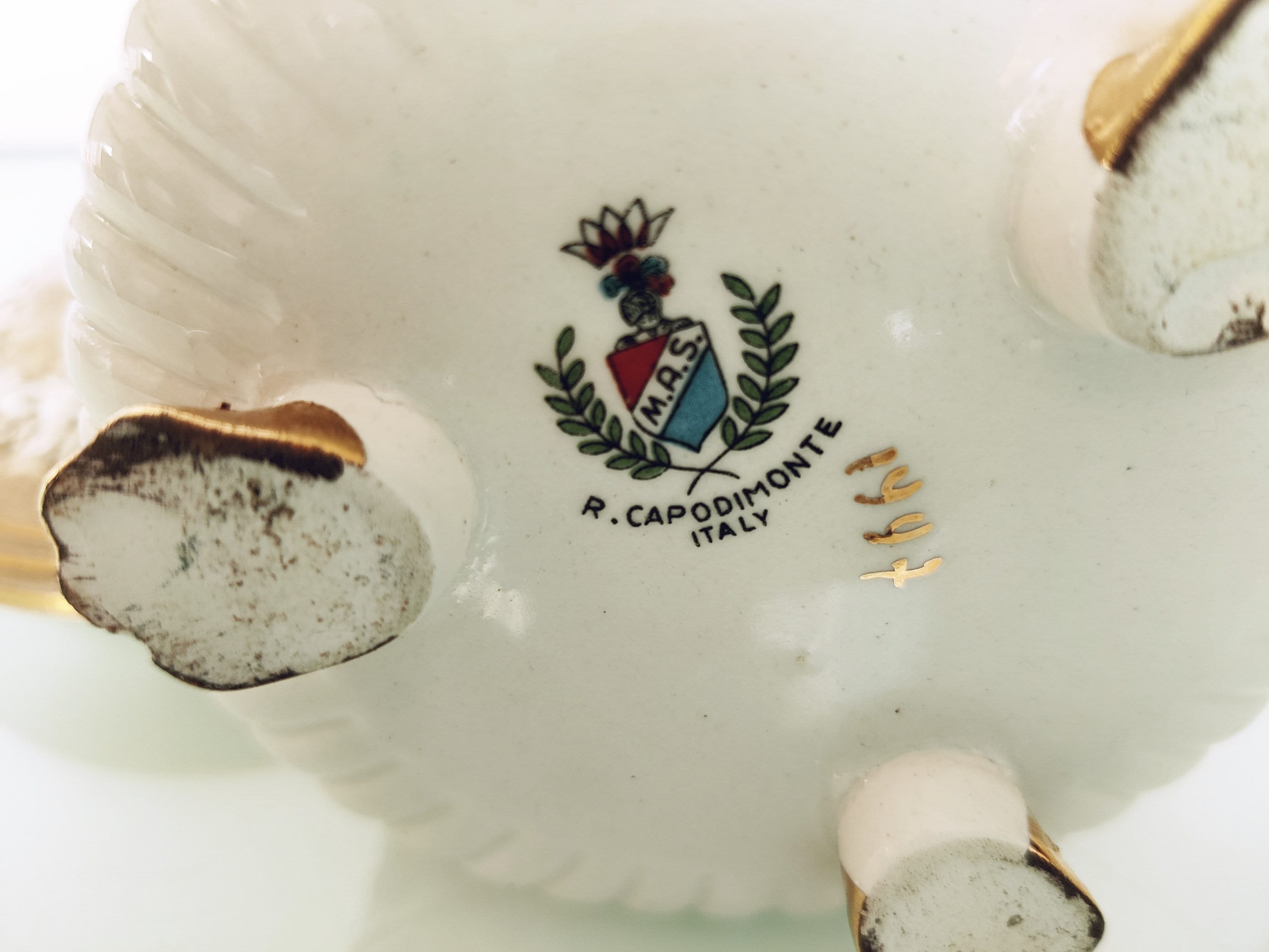 R. Capodimonte M.A.S. Porcelain Ceramic Sugar Bowl Vintage