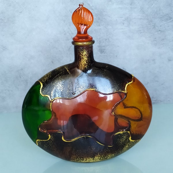 carafe à liqueur vintage Bouteille décorée d’or Bouteille peinte à la main