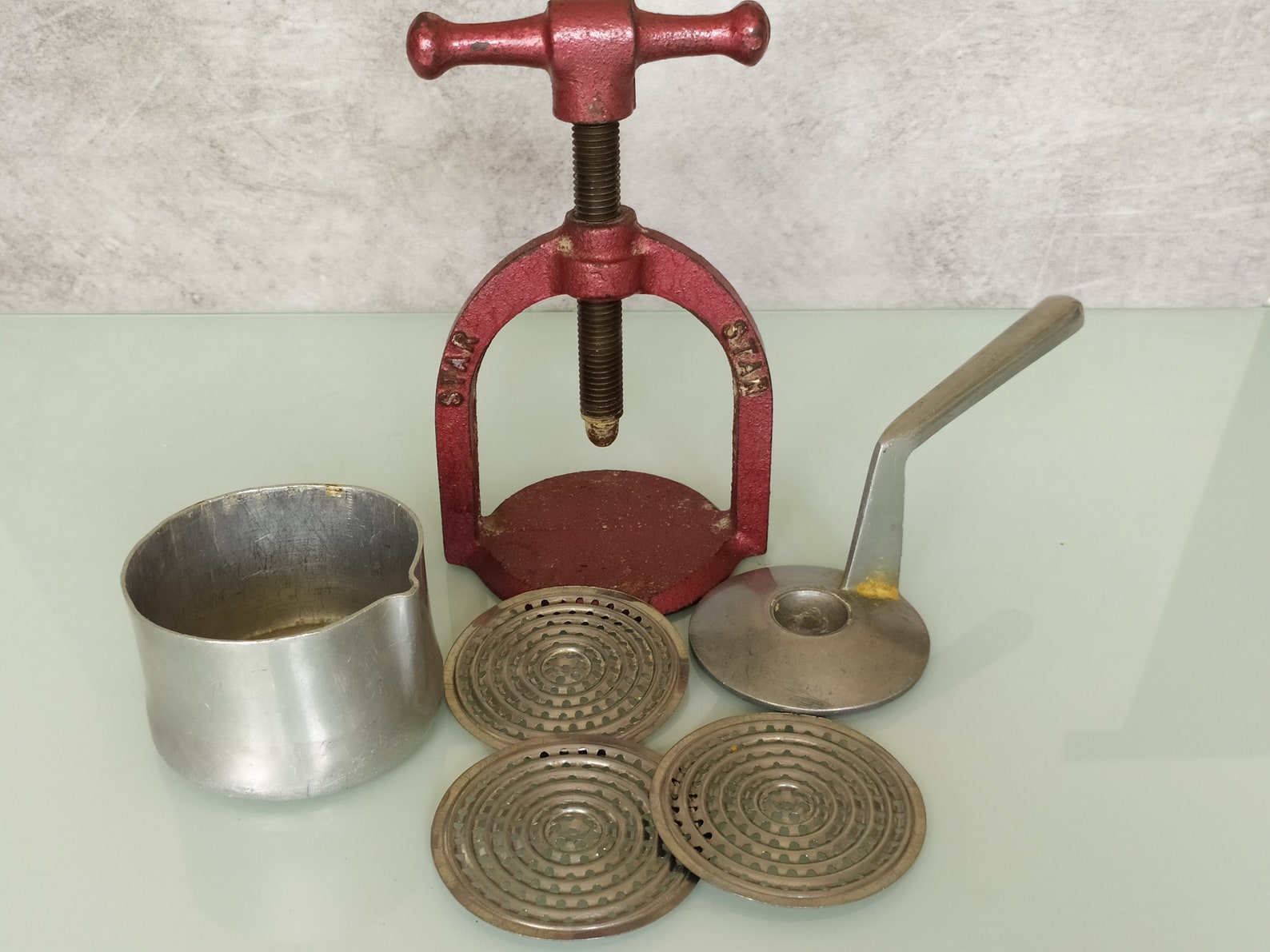 Vintage meat juice press Cast iron meat press Star Italian Etsy