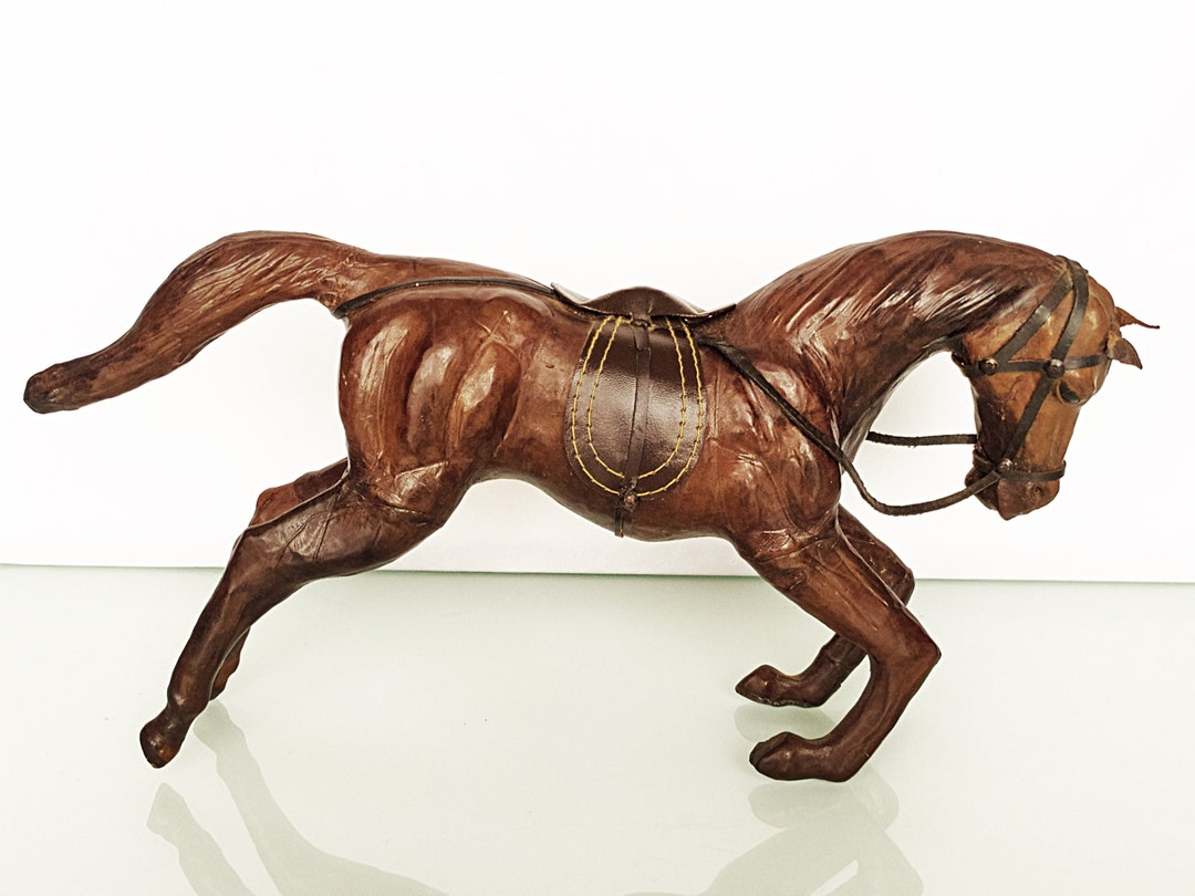 Leather Horse Statue. Vintage Leather Horse Kneeling Horse Etsy