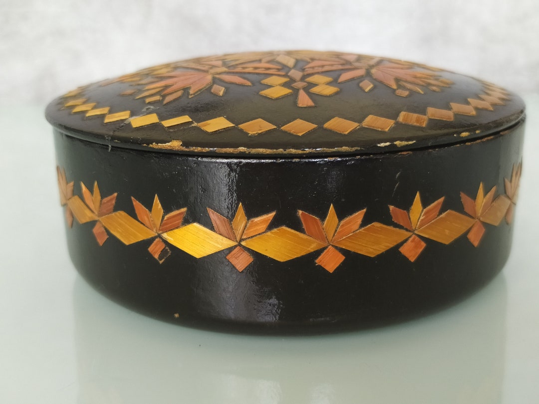 Wooden Trinket Box Vintage Jewelry Case Etsy