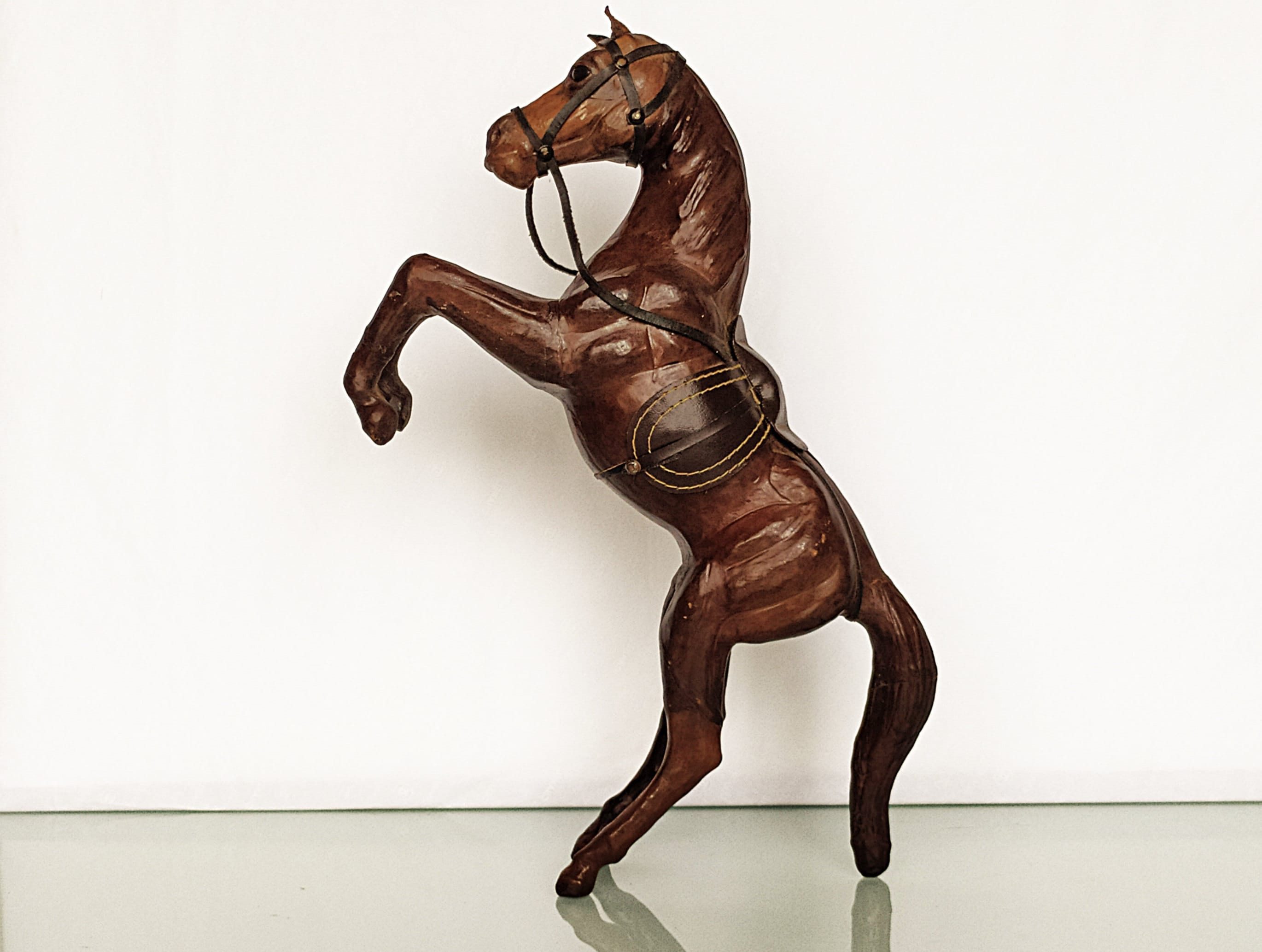 Leather Horse Statue. Vintage Leather Horse Kneeling Horse Etsy