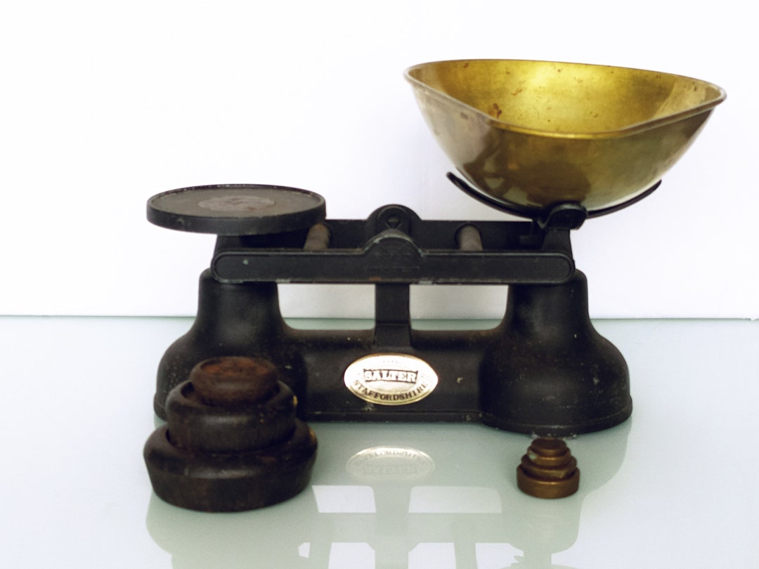 Vintage Scale Salter Staffordshire Cast Iron Kitchen Scale Mid Century