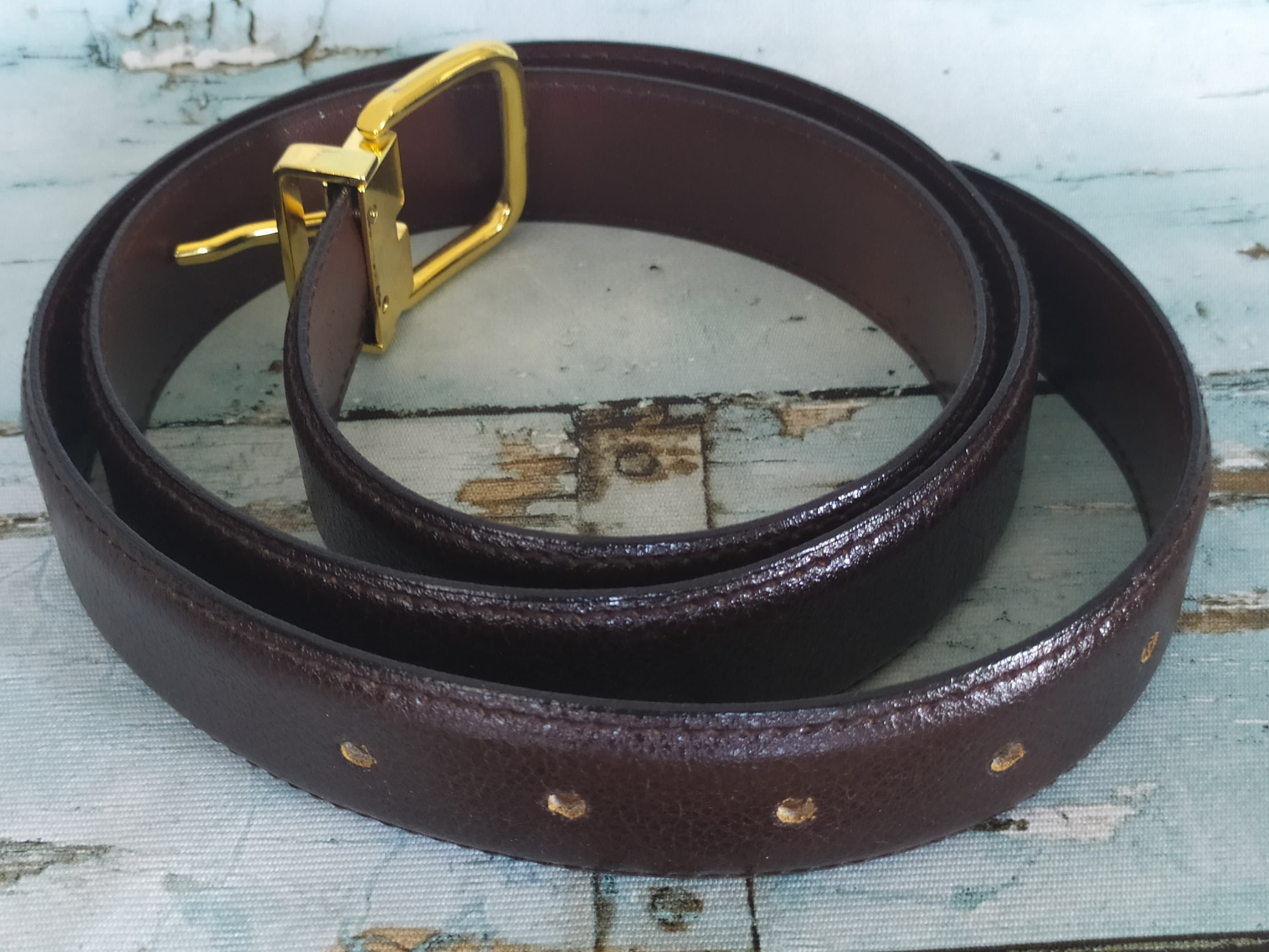 Ceinture Vintage Guy Laroche En Cuir Noir - Taille 70, Fabrication Française D'occasion