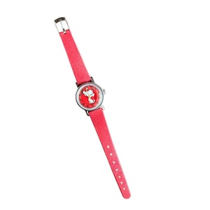 Vintage Snoopy Peanuts Girls Wristwatch Red Dial Red Strap Cartoon Analog Watch - As Is image 1