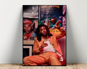 J Cole Canvas Poster, Canvas Art Painting Wall Art Living Room Decor Art