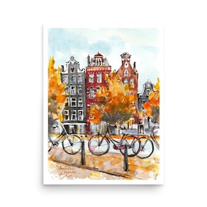 Amsterdam POSTER from original watercolor painting by AnaMuStudio