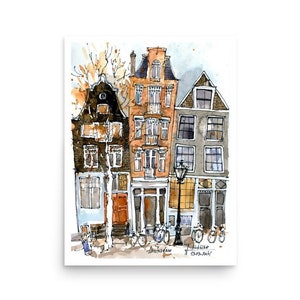 Amsterdam art POSTER Netherlands art PRINT from original watercolor painting by AnaMuStudio