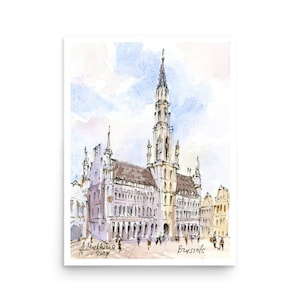 Stampa d'arte di Bruxelles Arte da parete ad acquerello del Belgio dal dipinto originale di AnaMuStudio