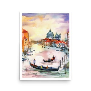 Venice art print Italy travel poster from original watercolor painting by AnaMuStudio