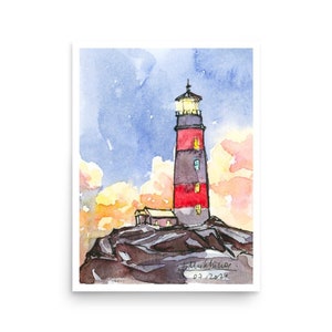 Lighthouse Poster from original watercolor by AnaMuStudio