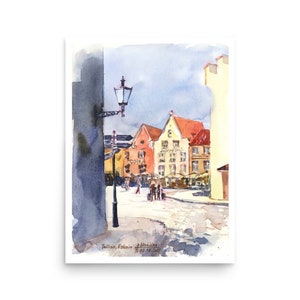 Tallinn art PRINT Estonian art POSTER from original watercolor painting by AnaMuStudio