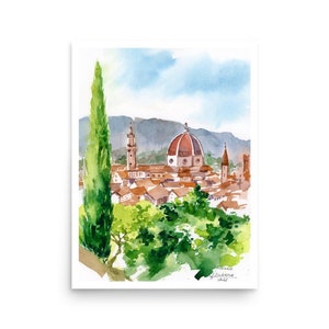 Florence Poster Italy wall art PRINT from original watercolor painting by AnaMuStudio – Architectural Landscape