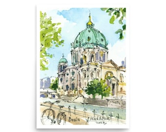 Berlin watercolor art print Original Poster from hand painted art by AnaMuStudio