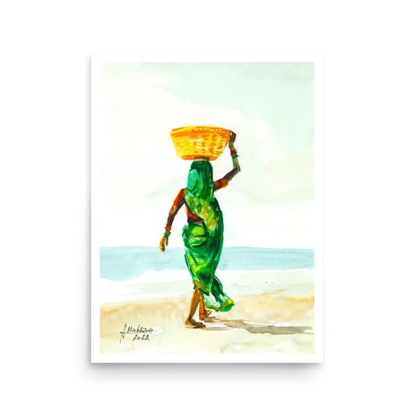 Goa Plakat, Indianermädchen im grünen Saree