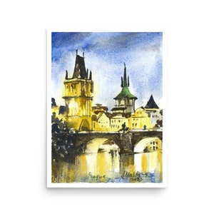 Prague art Poster Czech art print from original watercolor painting by AnaMuStudio