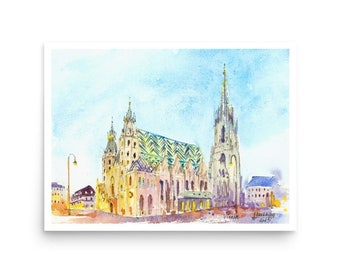 Vienna Poster Austria watercolor Print wall art from original painting
