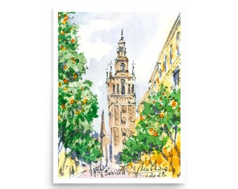 Sevilla Poster Spain art print from original watercolor painting