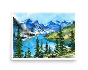 « Canada Banff Poster Moraine Lake, impression d'aquarelle à partir d'une peinture originale » par AnaMuStudio