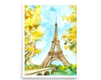 Eiffel Tower Poster Paris watercolor art Print