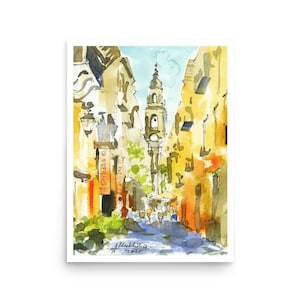 Stampa d'arte Sicilia Poster Italia da pittura ad acquerello originale dipinta a mano da AnaMuStudio