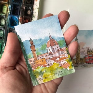 Duomo di Firenze ACEO Dipinto Acquerello originale Miniatura di AnaMuStudio
