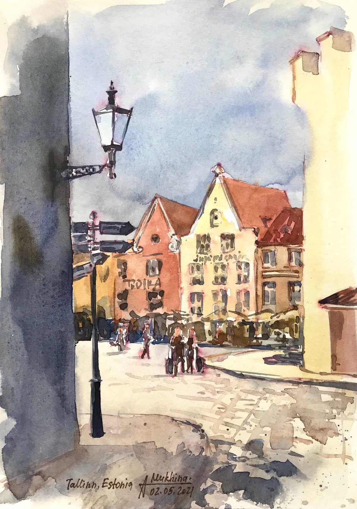 Tallinn Art Estonian Painting Original Watercolor European Old Etsy Singapore