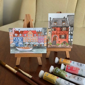 Denmark painting Copenhagen art Mini watercolor ACEO Original painting Miniature artwork by AnaMuStudio image 5