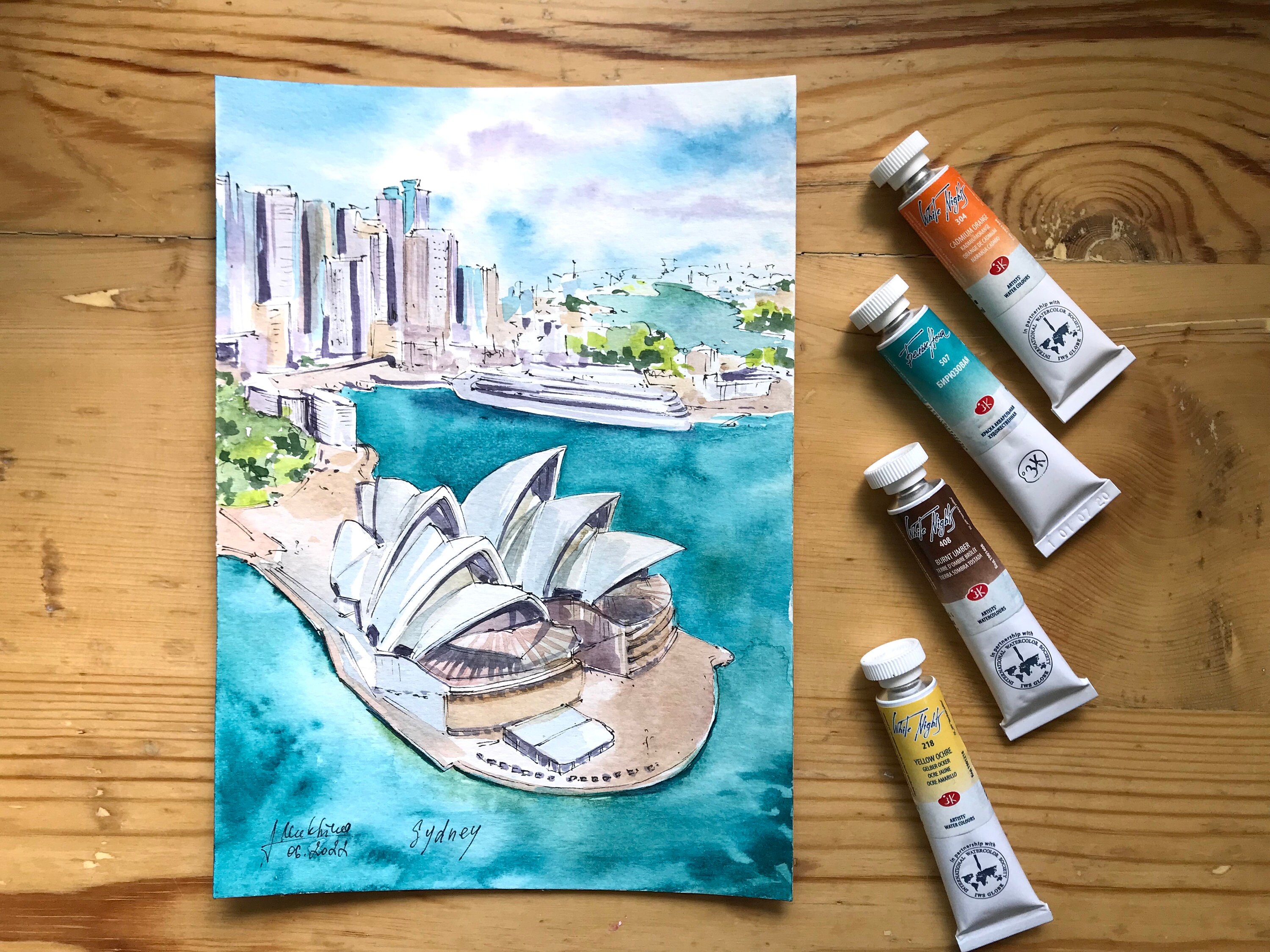 オーストラリアの絵画 シドニーのアート オリジナル水彩画