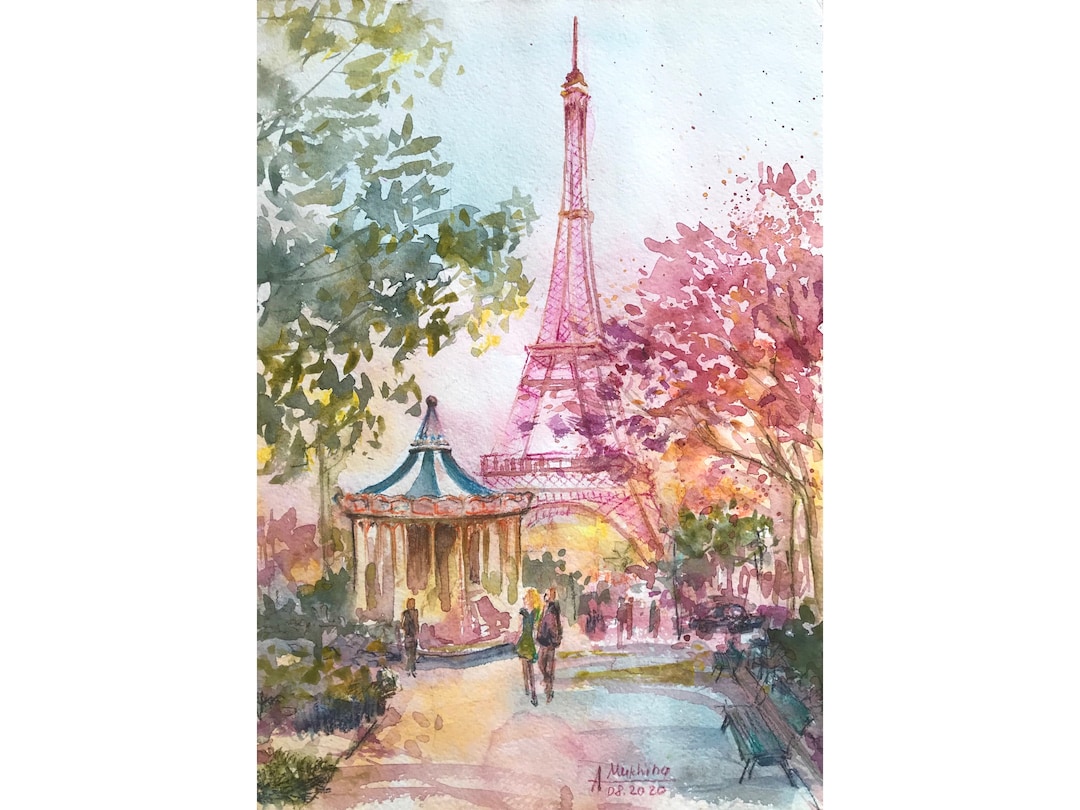 パリの芸術 オリジナル絵画 水彩画 フランス ヨーロッパ 都市 都市