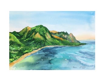 Hawaii Watercolor Painting: Kauaii Art, Original Island Sketch
