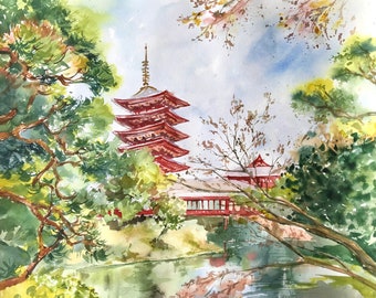 Aquarelle personnalisée à partir d'une photo Lieux mémorables Cadeau de voyage