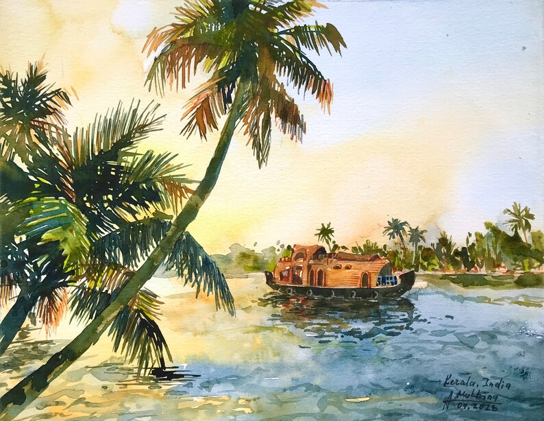 Indian Painting Kerala Art Original Watercolor Alleppey House Etsy