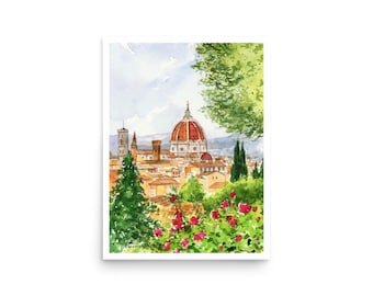 Florence duomo Poster from original watercolor painting by AnaMuStudio