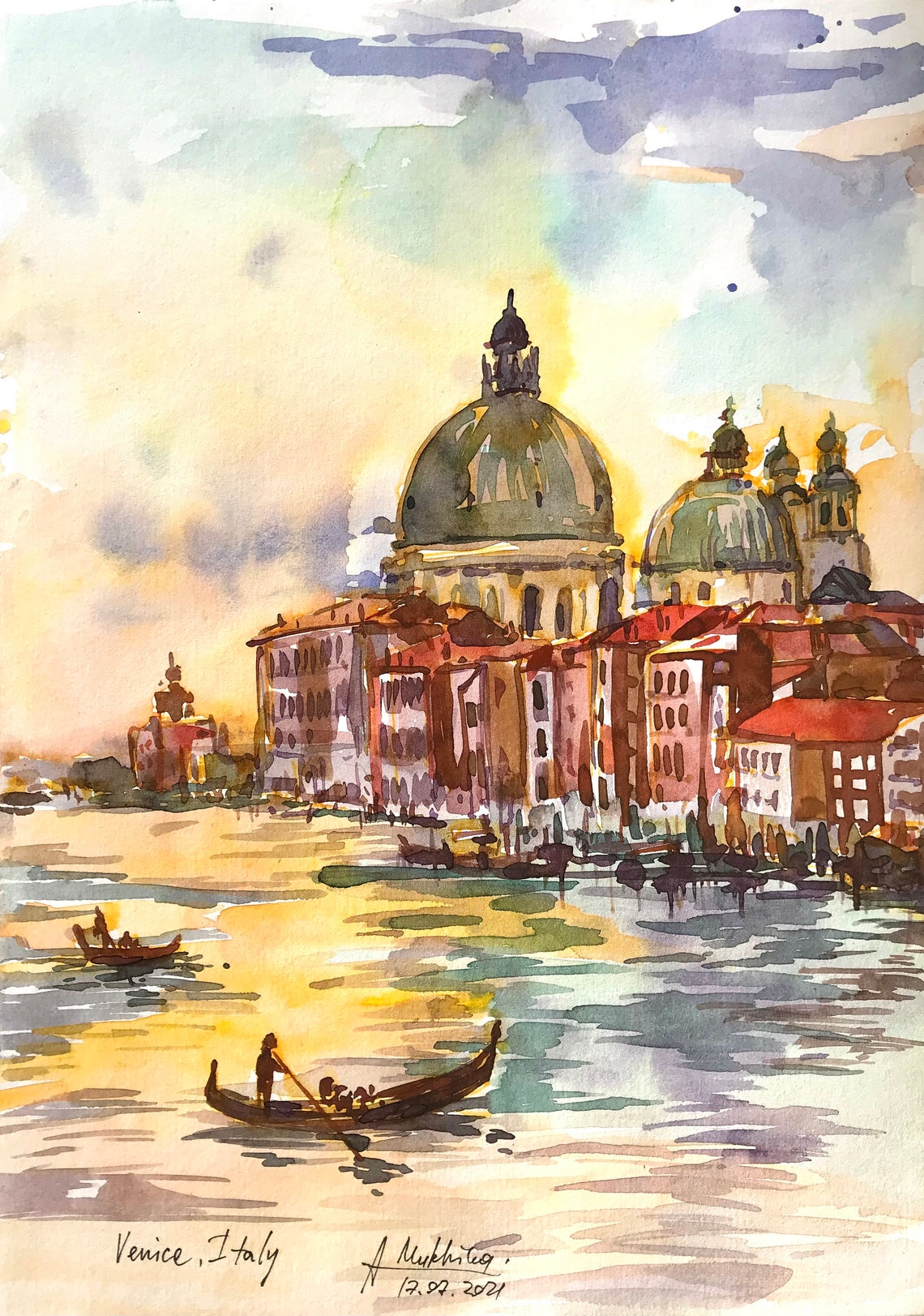 Venedig Original Gemälde Italien Kunst Sonnenuntergang | Etsy