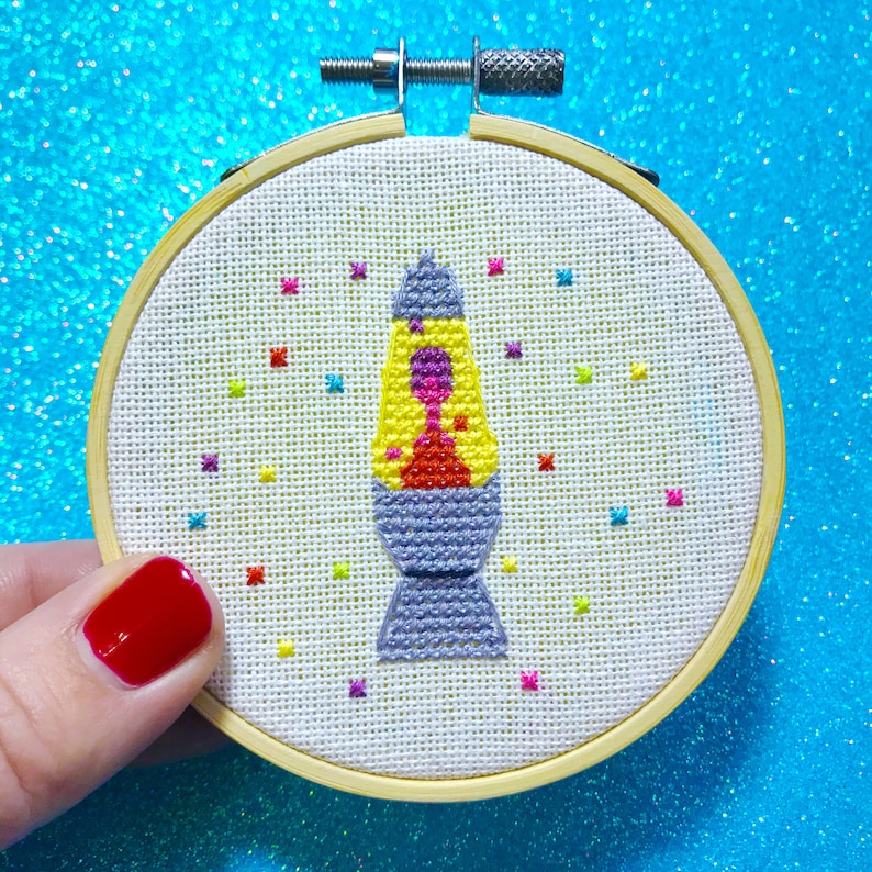 PDF digital download 90s lava lamp cross stitch 1990s kitsch Etsy
