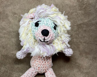 Handmade Crochet Stuffed Lion, Glow in the dark