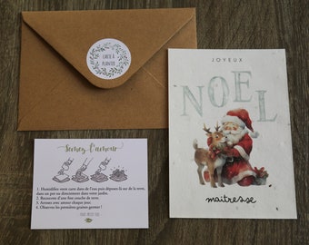 Cadeau de Noël personnalisé Carte de vœux ensemencée texte au choix