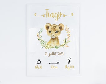 Affiche personnalisée de naissance « LION »